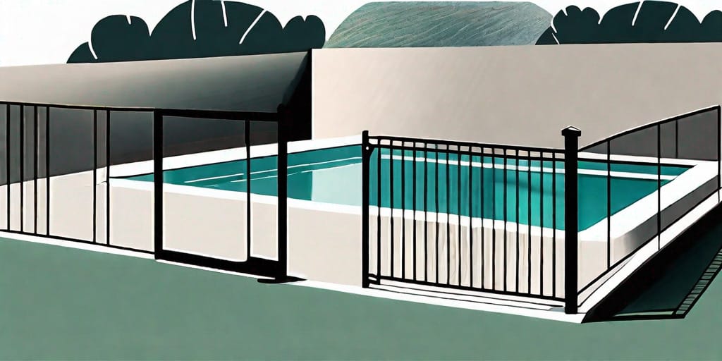 A pool area with a securely installed fence around it